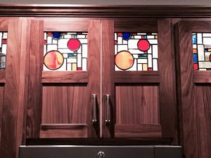 Walnut Cabinet with Stained Glass