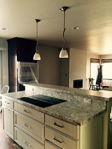 New Kitchen Island with a Raised Snack Bar and Cook Top